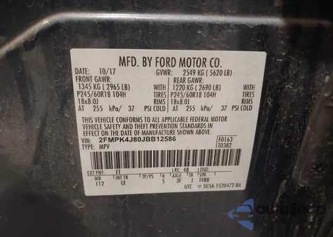 2018 Ford Edge Sel from USA, damaged, VIN 2FMPK4J80JBB12586